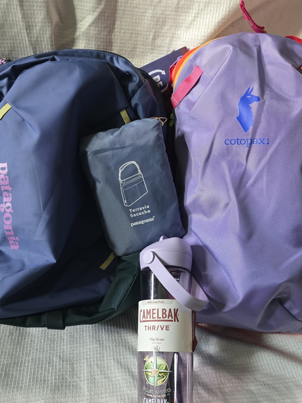 Patagonia Atom 24L + Cotopaxi Allpa 20L + Patagonia Mini Terravia  + CamelBak
